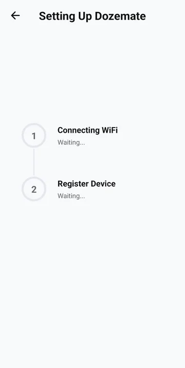 Setting Up Dozemate: connecting Wi-Fi and registering the device